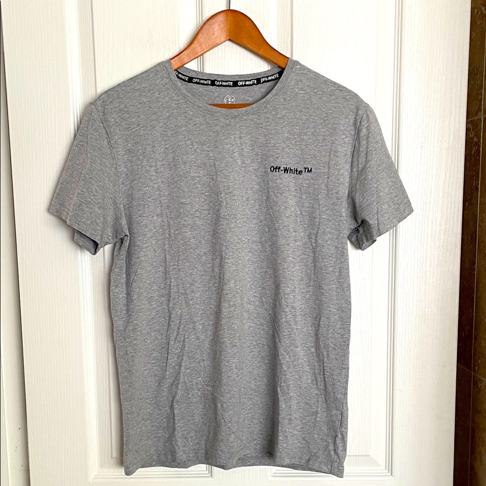 Off White - unisex Gray & Green Graphic Tee Shirt